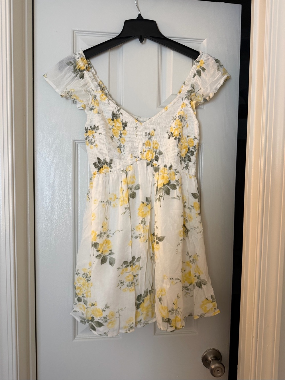 Hollister White Mini Dress with Yellow Floral Print